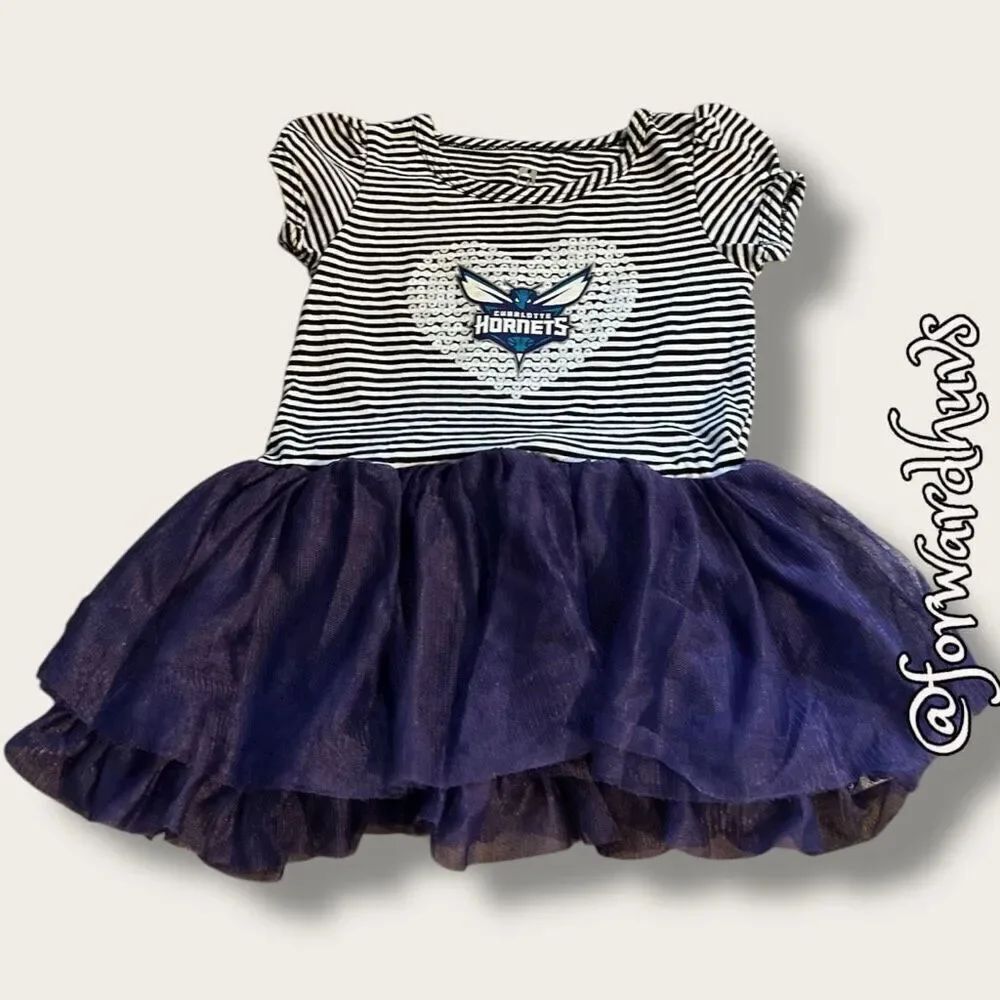 Charlotte Hornets Toddler Dress with Purple Tulle Skirt (Size 18 Months)